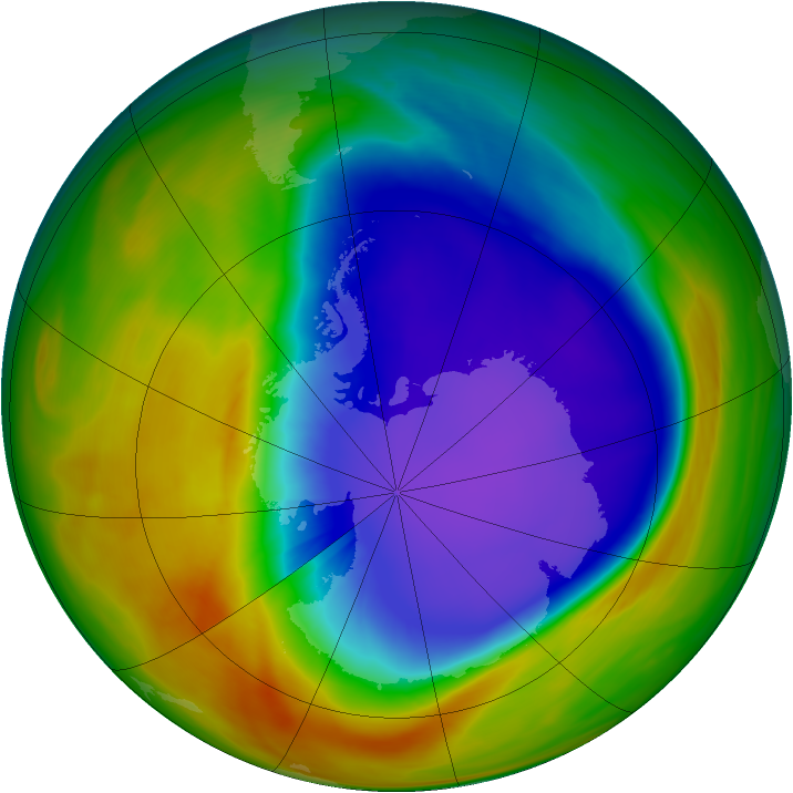 Antarctic ozone map for 06 October 2007